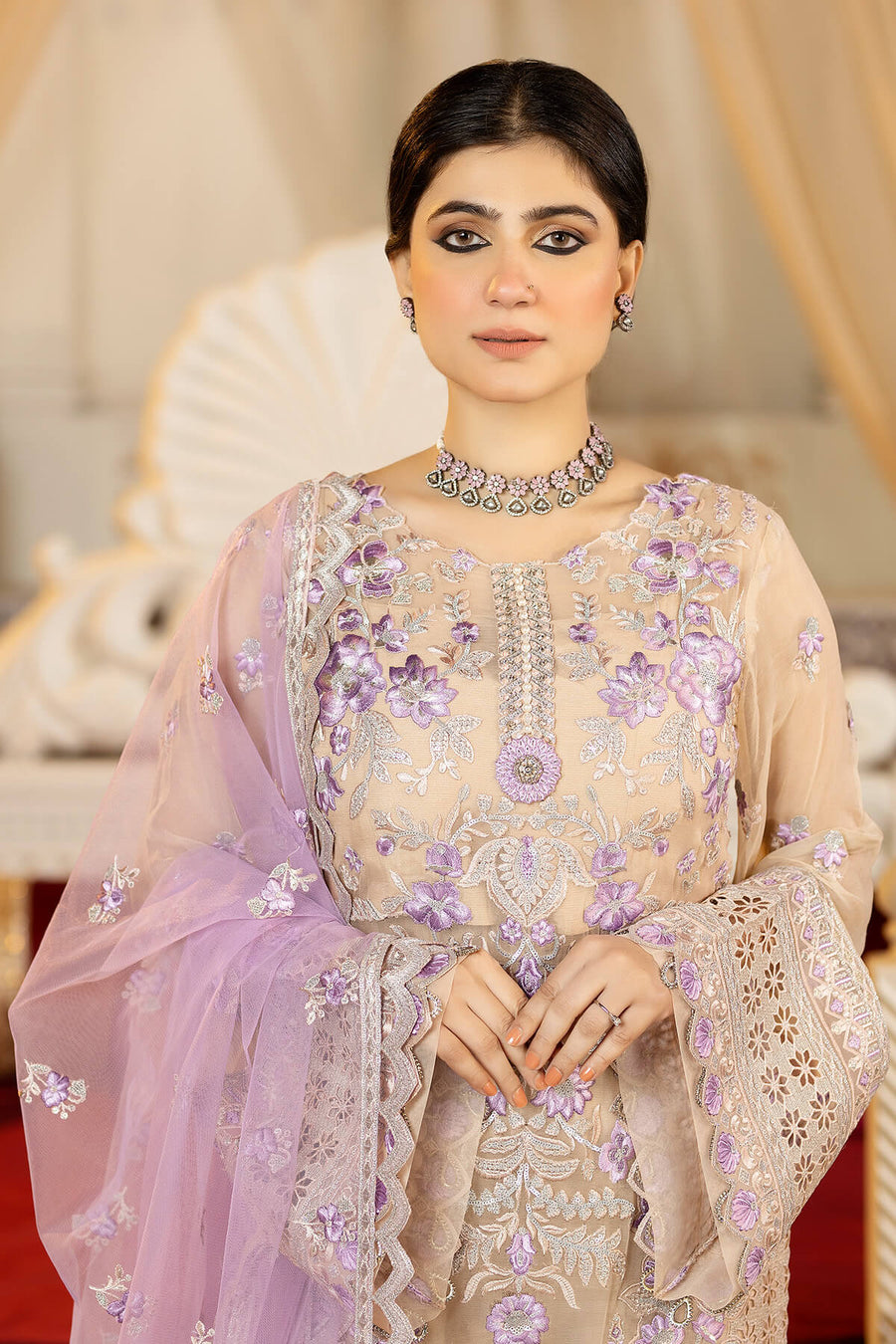 Falesia by Imrozia Premium Unstitched Chiffon 3Pc Suit L-264 Avon Pearl