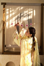 Maryam Hussain Embroidered Lawn Unstitched 3Pc Suit L25-01 Lemon Garden