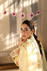 Maryam Hussain Embroidered Lawn Unstitched 3Pc Suit L25-01 Lemon Garden
