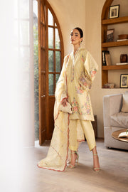 Maryam Hussain Embroidered Lawn Unstitched 3Pc Suit L25-01 Lemon Garden