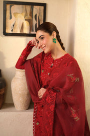 Maryam Hussain Embroidered Lawn Unstitched 3Pc Suit L25-07 Berry