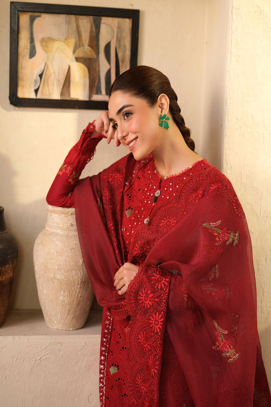 Maryam Hussain Embroidered Lawn Unstitched 3Pc Suit L25-07 Berry