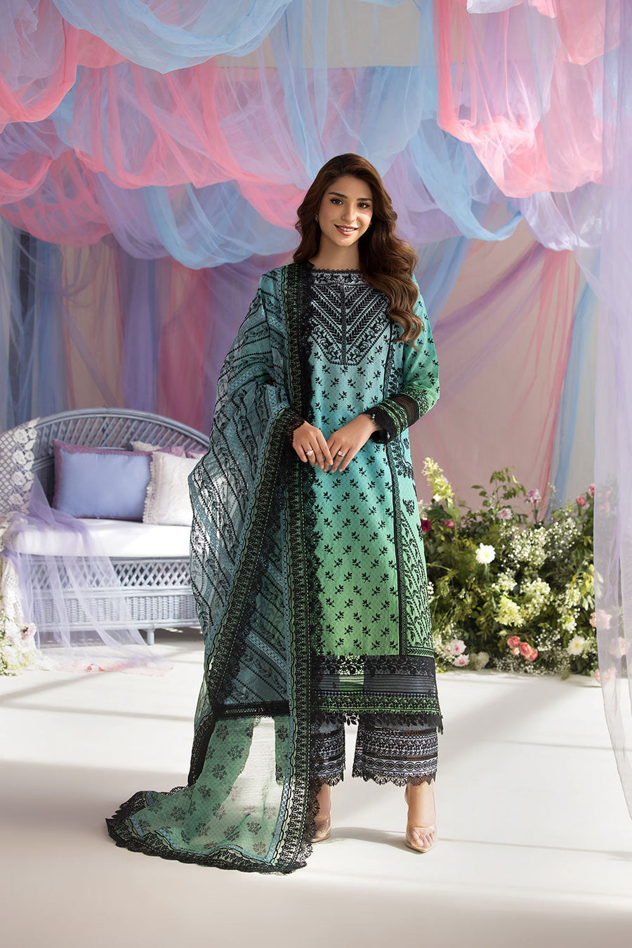 Sobia Nazir Embroidered Luxury Lawn Unstitched 3Pc Suit D-12A