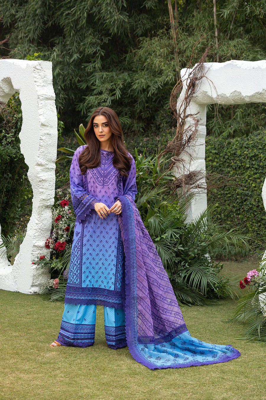 Sobia Nazir Embroidered Luxury Lawn Unstitched 3Pc Suit D-12B