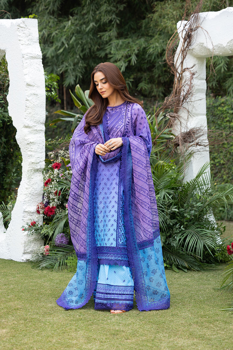 Sobia Nazir Embroidered Luxury Lawn Unstitched 3Pc Suit D-12B