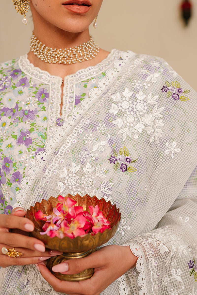Cross Stitch Eid Lawn Unstitched Embroidered 3Pc Suit D-11 Lavender Stretch