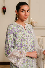 Cross Stitch Eid Lawn Unstitched Embroidered 3Pc Suit D-11 Lavender Stretch