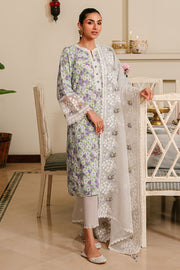 Cross Stitch Eid Lawn Unstitched Embroidered 3Pc Suit D-11 Lavender Stretch