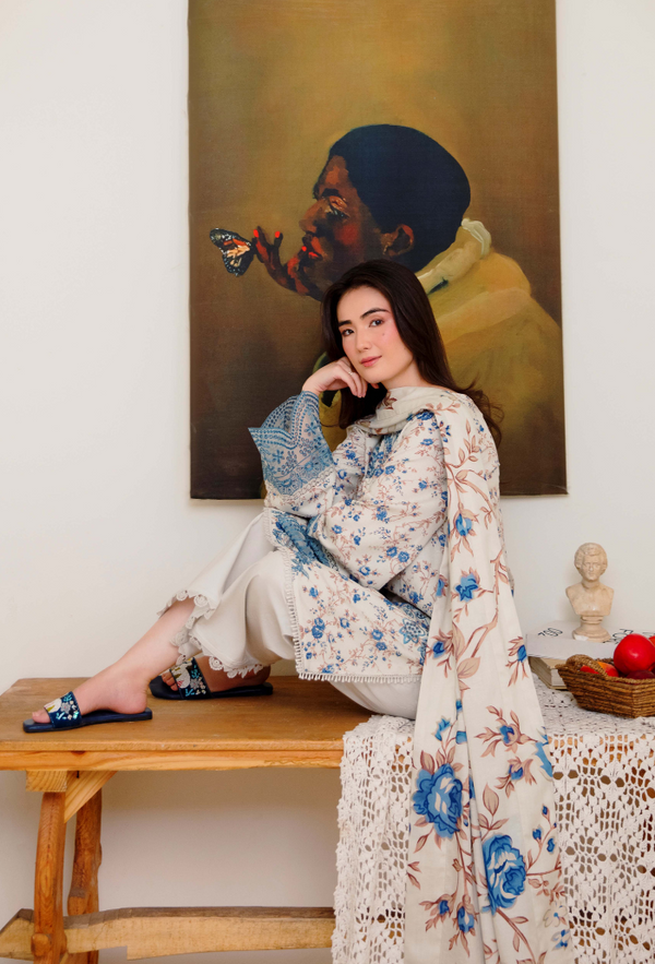 Humdum Layla Embroidered Karandi Unstitched 3Pc Suit D-07