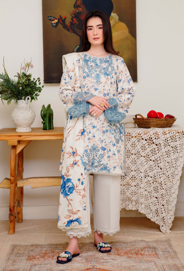 Humdum Layla Embroidered Karandi Unstitched 3Pc Suit D-07