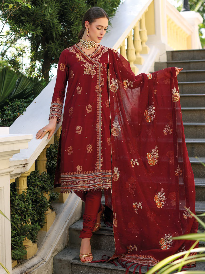 Gul Ahmed Premium Embroidered Jacquard Unstitched 3Pc Suit LE-42026