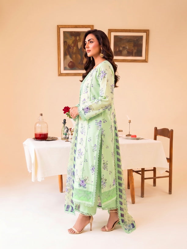 Faiza Faisal FNF Prints Unstitched Lawn 3Pc Suit - LEAF LUSH