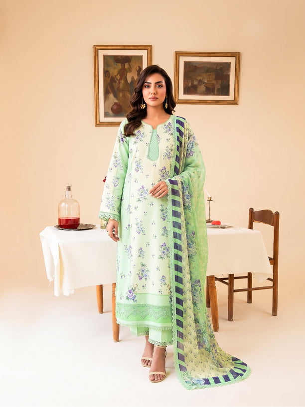 Faiza Faisal FNF Prints Unstitched Lawn 3Pc Suit - LEAF LUSH
