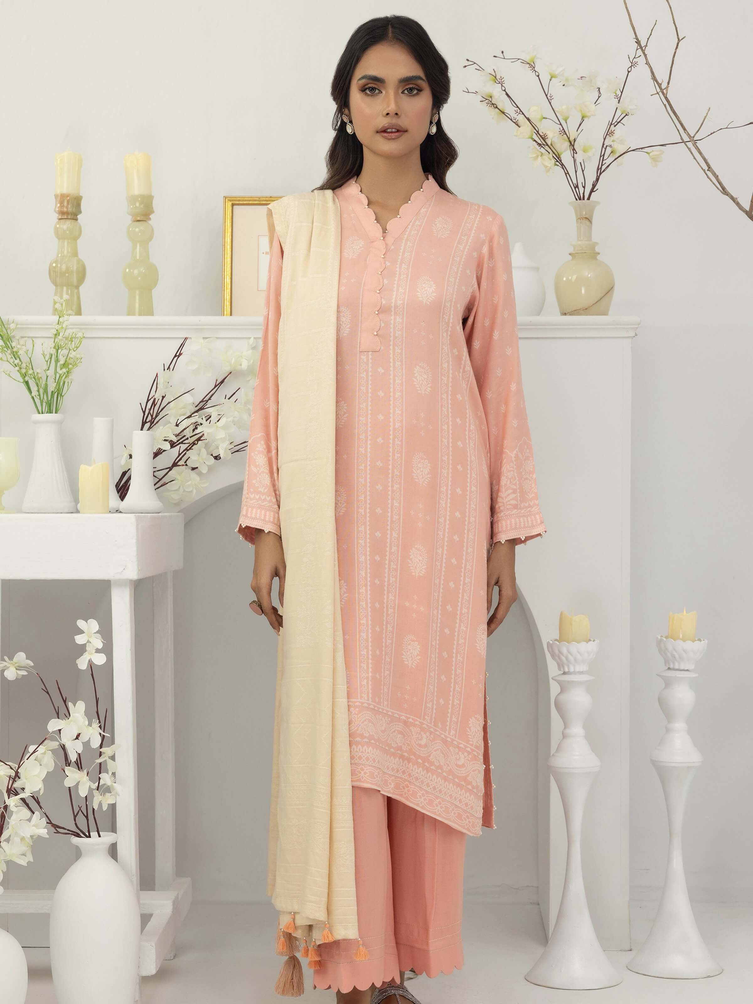 Lakhany by LSM Pashmina Printed Unstitched 3Pc Suit LG-AA-0023-A