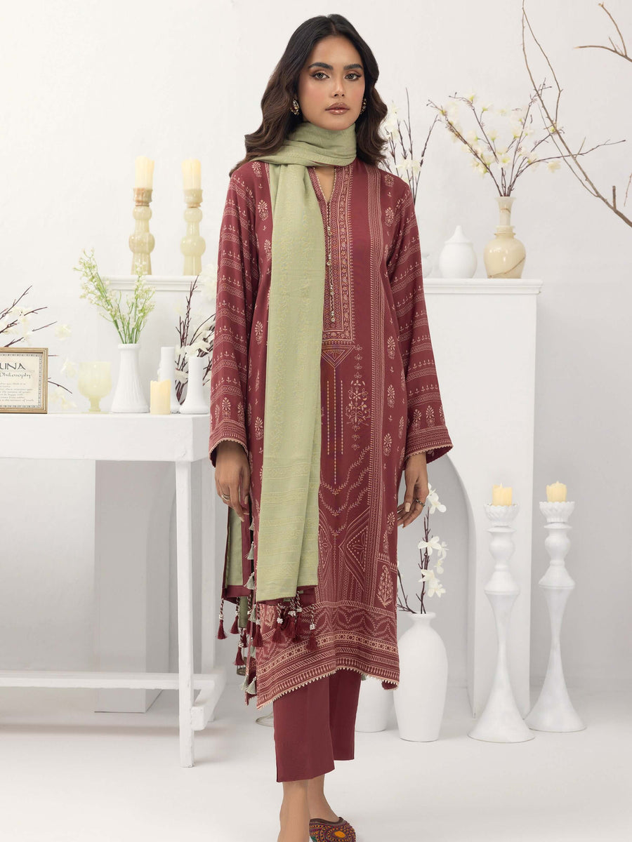 Lakhany by LSM Pashmina Printed Unstitched 3Pc Suit LG-AM-0028-A