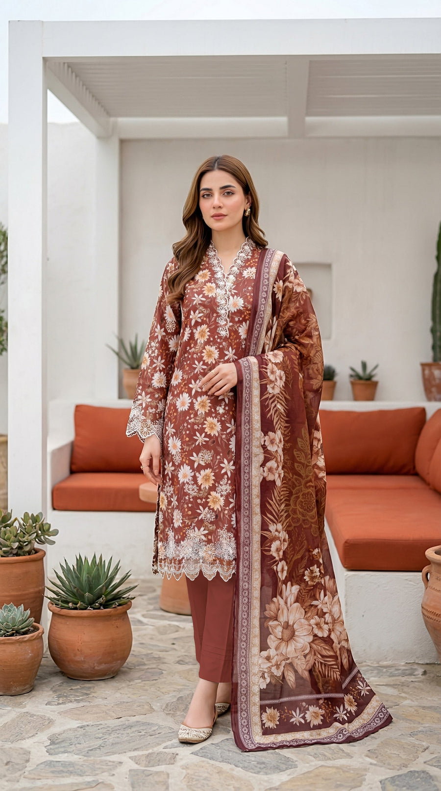Lakhany Komal Vol-02 Embroidered Lawn Unstitched 3Pc Suit LG-IZ-0605