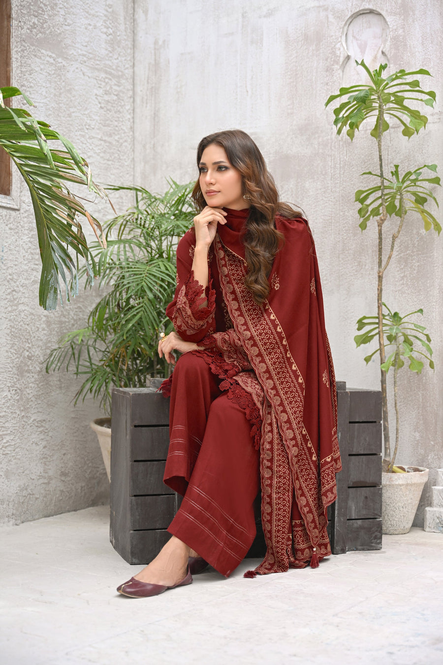 Lakhany Printed Pashmina Unstitched 3Pc Suit LG-RK-0082-A