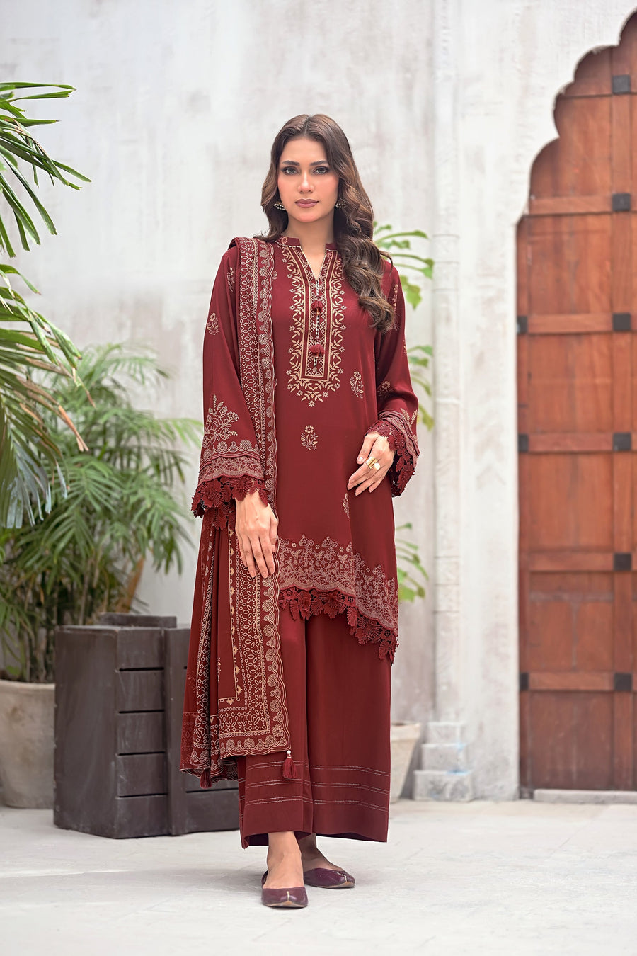 Lakhany Printed Pashmina Unstitched 3Pc Suit LG-RK-0082-A