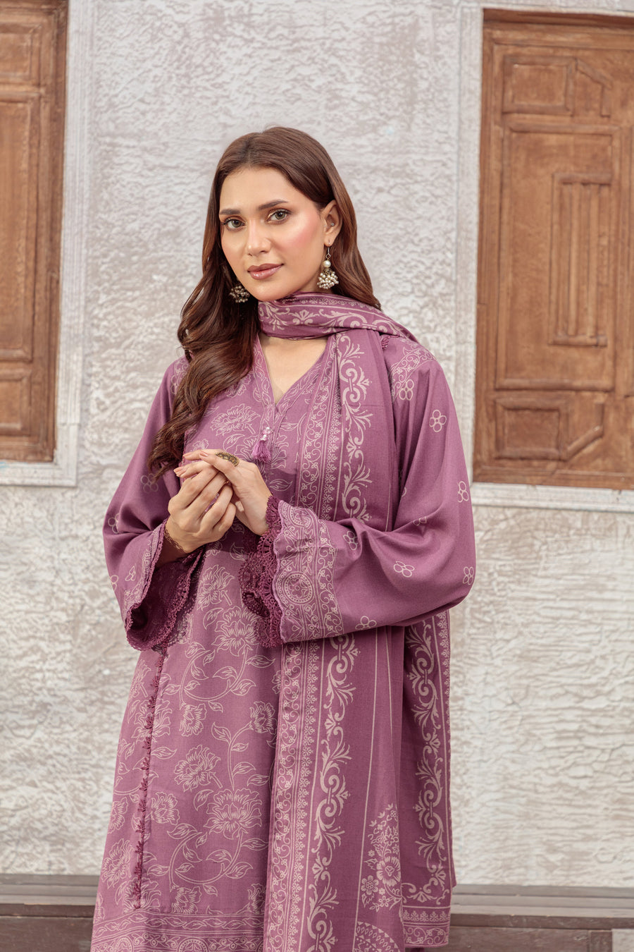 Lakhany Printed Pashmina Unstitched 3Pc Suit LG-RK-0091-C
