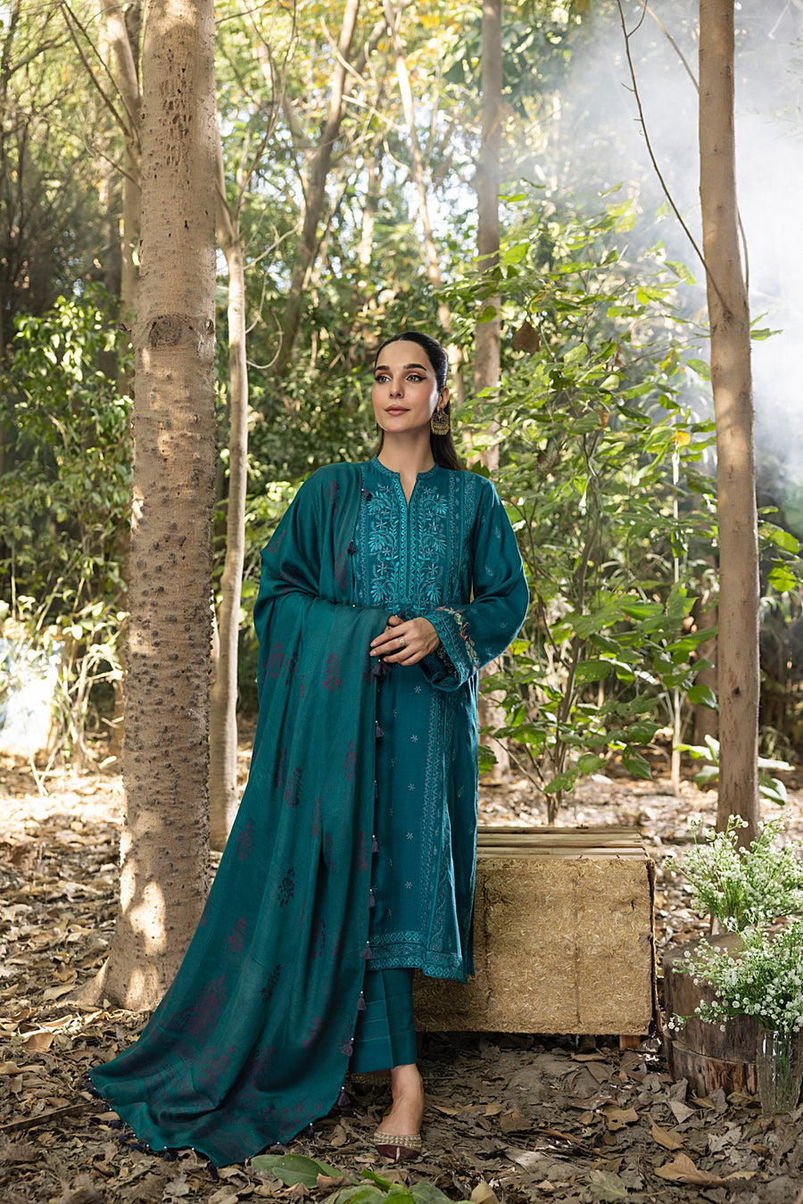 Lakhany Embroidered Slub Peach Unstitched 3Pc Suit LG-RL-0084