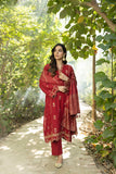 Lakhany Embroidered Slub Peach Unstitched 3Pc Suit LG-RL-0086