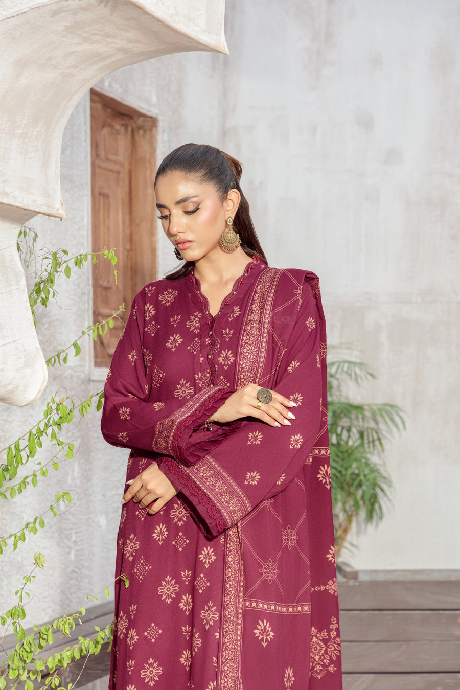Lakhany Printed Pashmina Unstitched 3Pc Suit LG-RL-0346-A