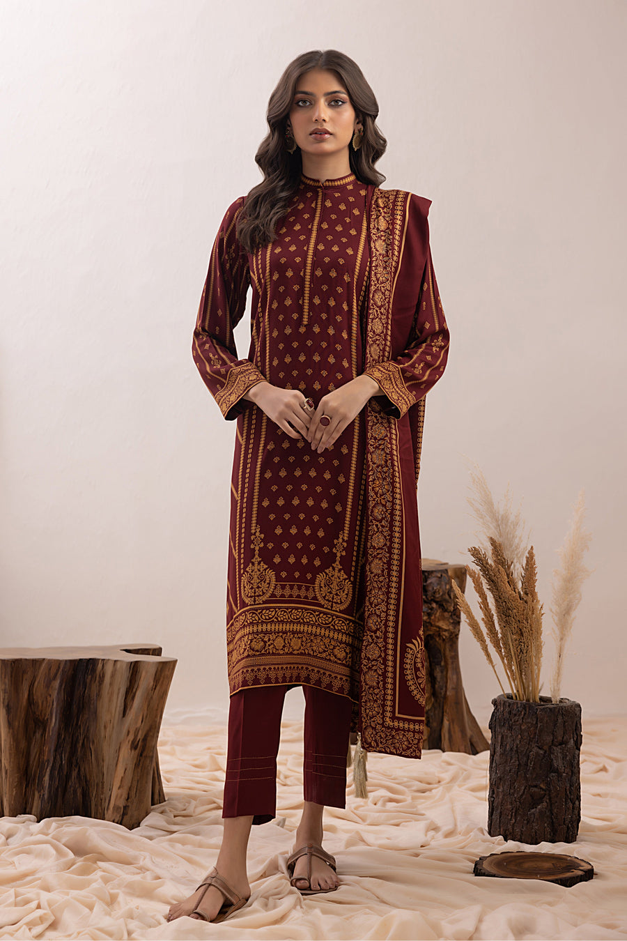 Lakhany Pashmina Printed Unstitched 3 Piece Suit LG-RM-0011-C
