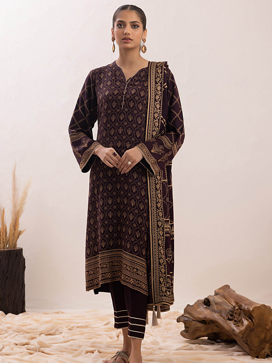 Lakhany Pashmina Printed Unstitched 3 Piece Suit LG-RM-0012-C