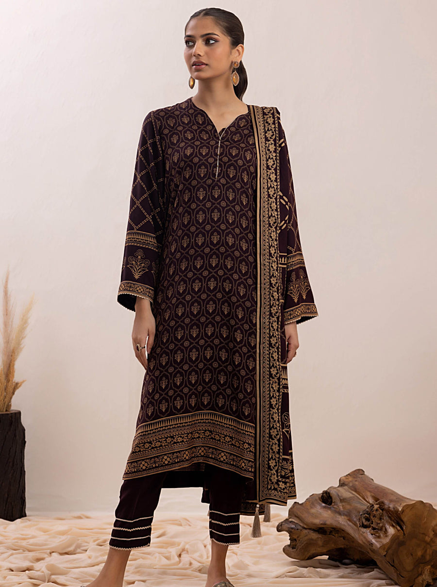 Lakhany Pashmina Printed Unstitched 3 Piece Suit LG-RM-0012-C