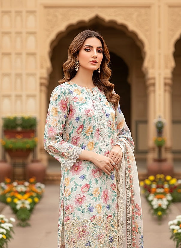 Lakhany Summer Essentials Embroidered Lawn Unstitched 3Pc Suit LG-SG-0049