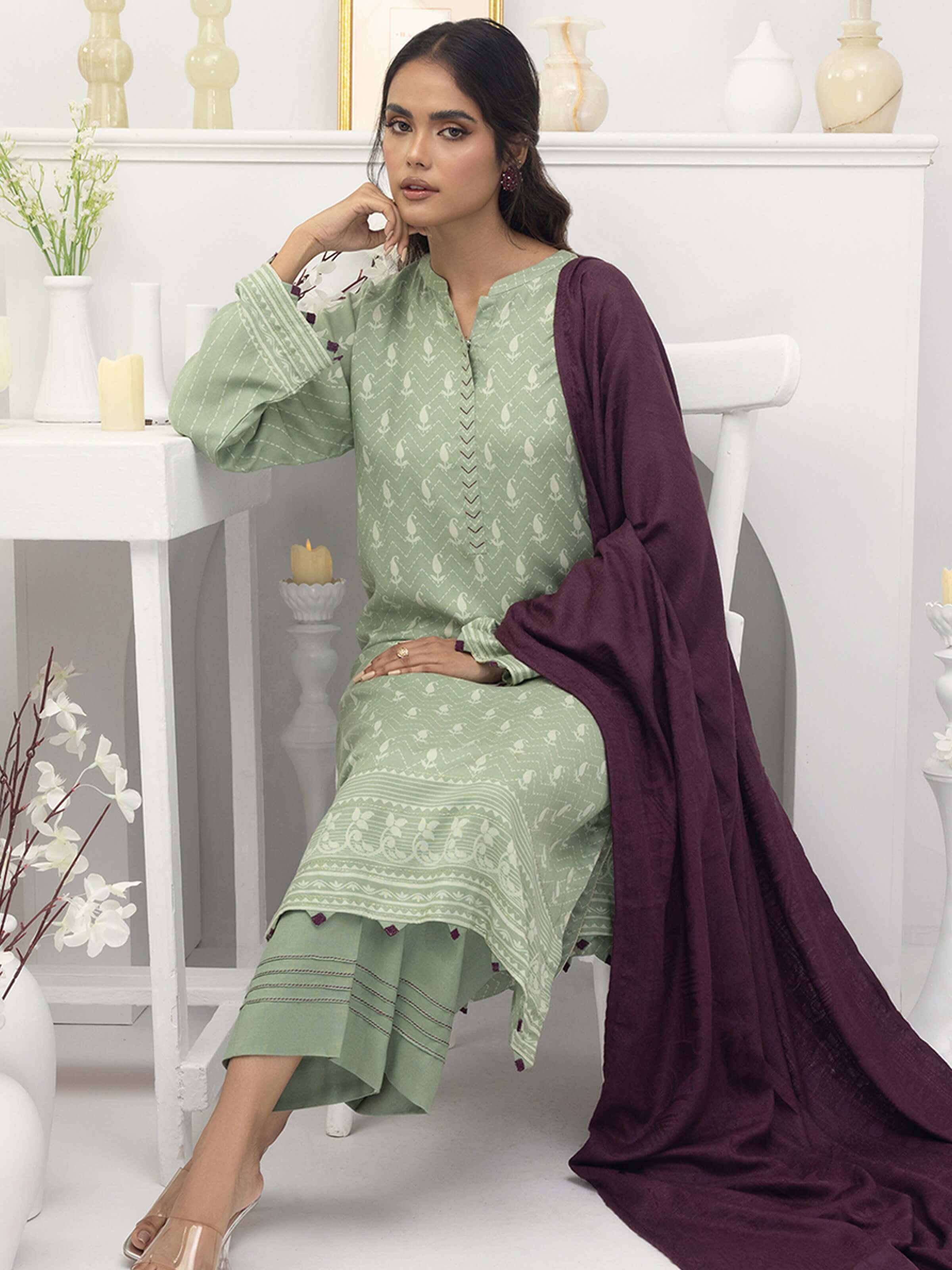 Lakhany by LSM Pashmina Printed Unstitched 3Pc Suit LG-SR-0131-A