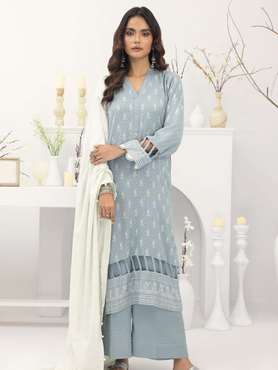 Lakhany by LSM Pashmina Printed Unstitched 3Pc Suit LG-SR-0131-B