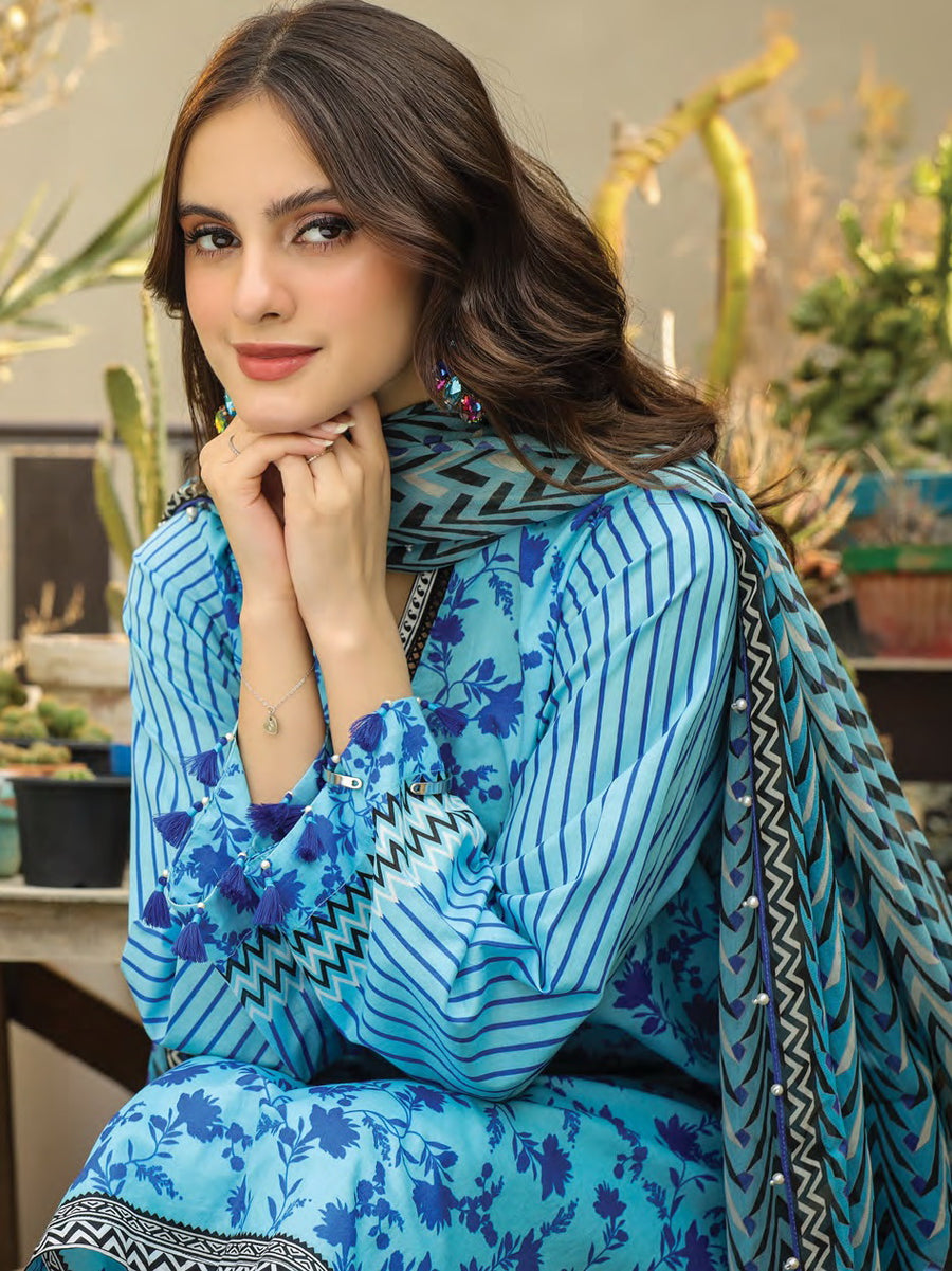 Komal Prints by Lakhany Unstitched Printed Lawn 3Pc Suit LG-SR-0147-B