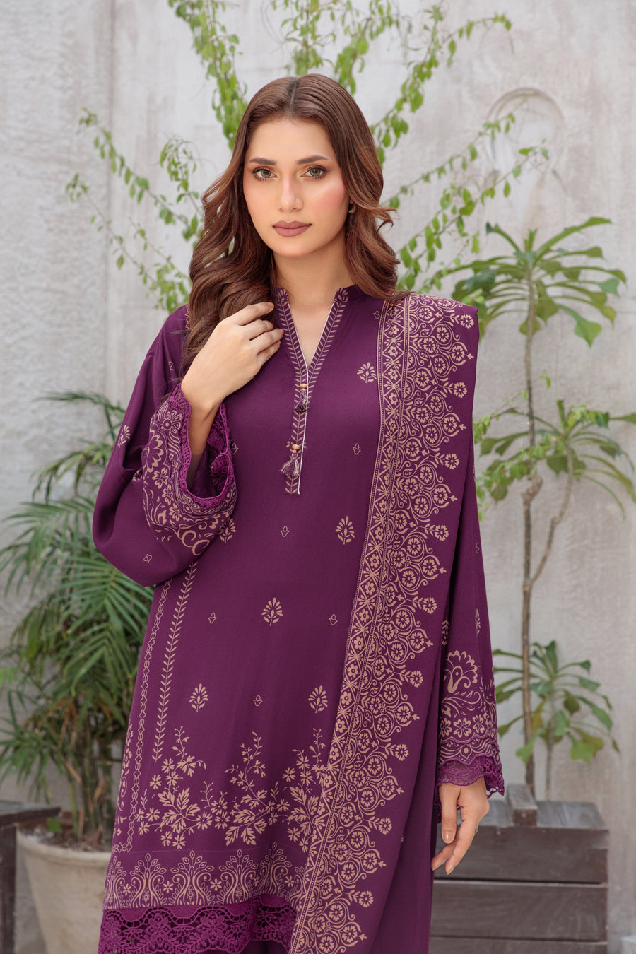 Lakhany Printed Pashmina Unstitched 3Pc Suit LG-UB-0259-C