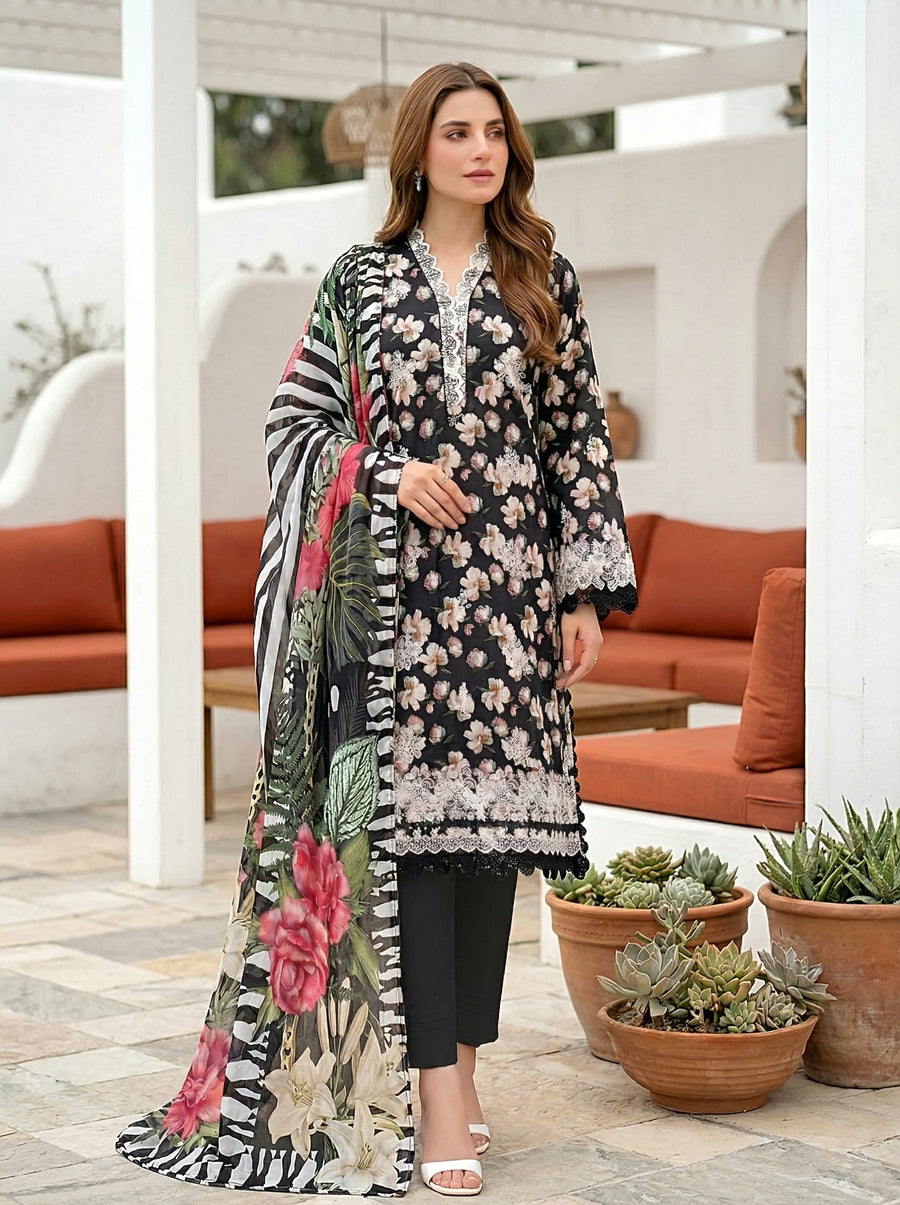 Lakhany Komal Vol-02 Embroidered Lawn Unstitched 3Pc Suit LG-UB-0353