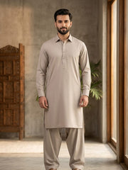 Majestic by Fabrieco Men's Unstitched Blended Suit - Light Warm
