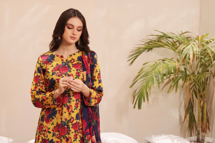 Feathers Premium Printed Lawn Unstitched 3Pc Suit LILA-FT250