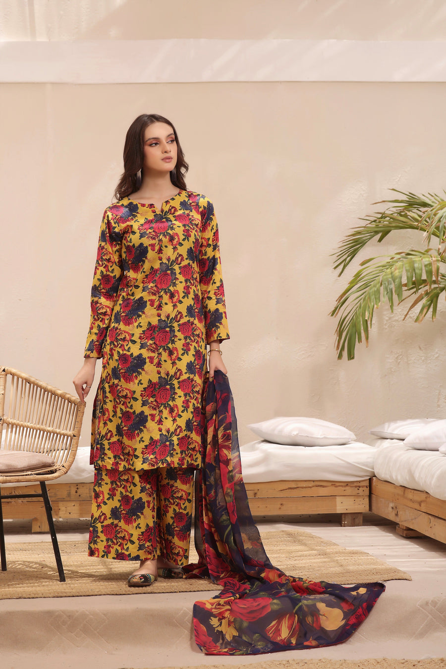 Feathers Premium Printed Lawn Unstitched 3Pc Suit LILA-FT250