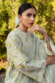Cross Stitch Premium Embroidered Lawn Unstitched 3Pc Suit D-14 Lime Primrose