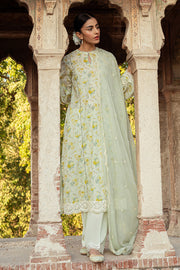 Cross Stitch Premium Embroidered Lawn Unstitched 3Pc Suit D-14 Lime Primrose