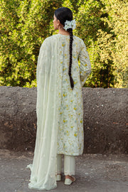 Cross Stitch Premium Embroidered Lawn Unstitched 3Pc Suit D-14 Lime Primrose