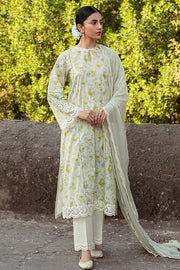 Cross Stitch Premium Embroidered Lawn Unstitched 3Pc Suit D-14 Lime Primrose