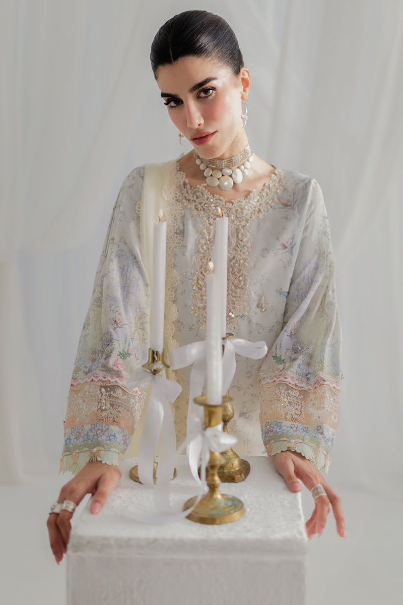Qalamkar Luxe Silk Unstitched Embroidered 3Pc Suit LK-02 ROISIN