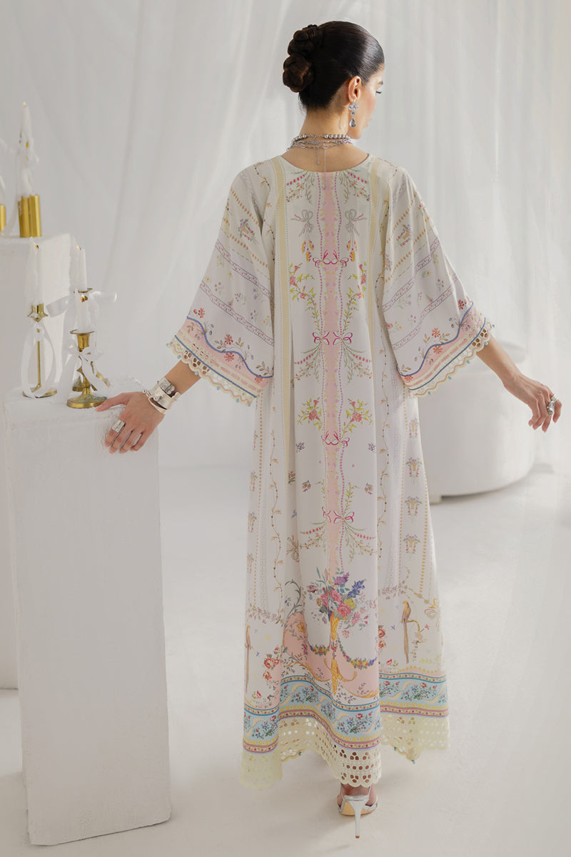 Qalamkar Luxe Silk Unstitched Embroidered Kaftaan LK-08 BIANCA