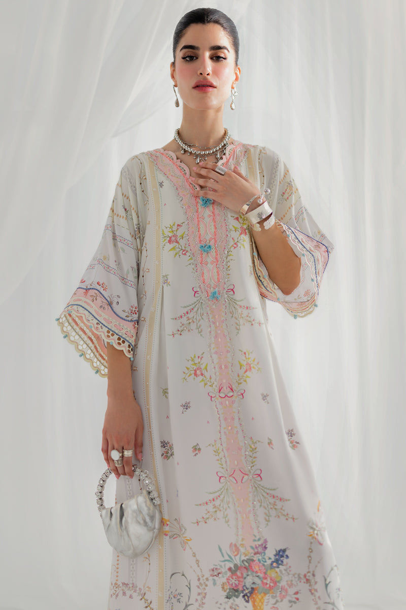 Qalamkar Luxe Silk Unstitched Embroidered Kaftaan LK-08 BIANCA