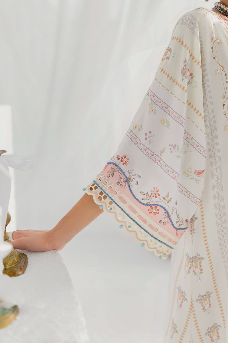 Qalamkar Luxe Silk Unstitched Embroidered Kaftaan LK-08 BIANCA