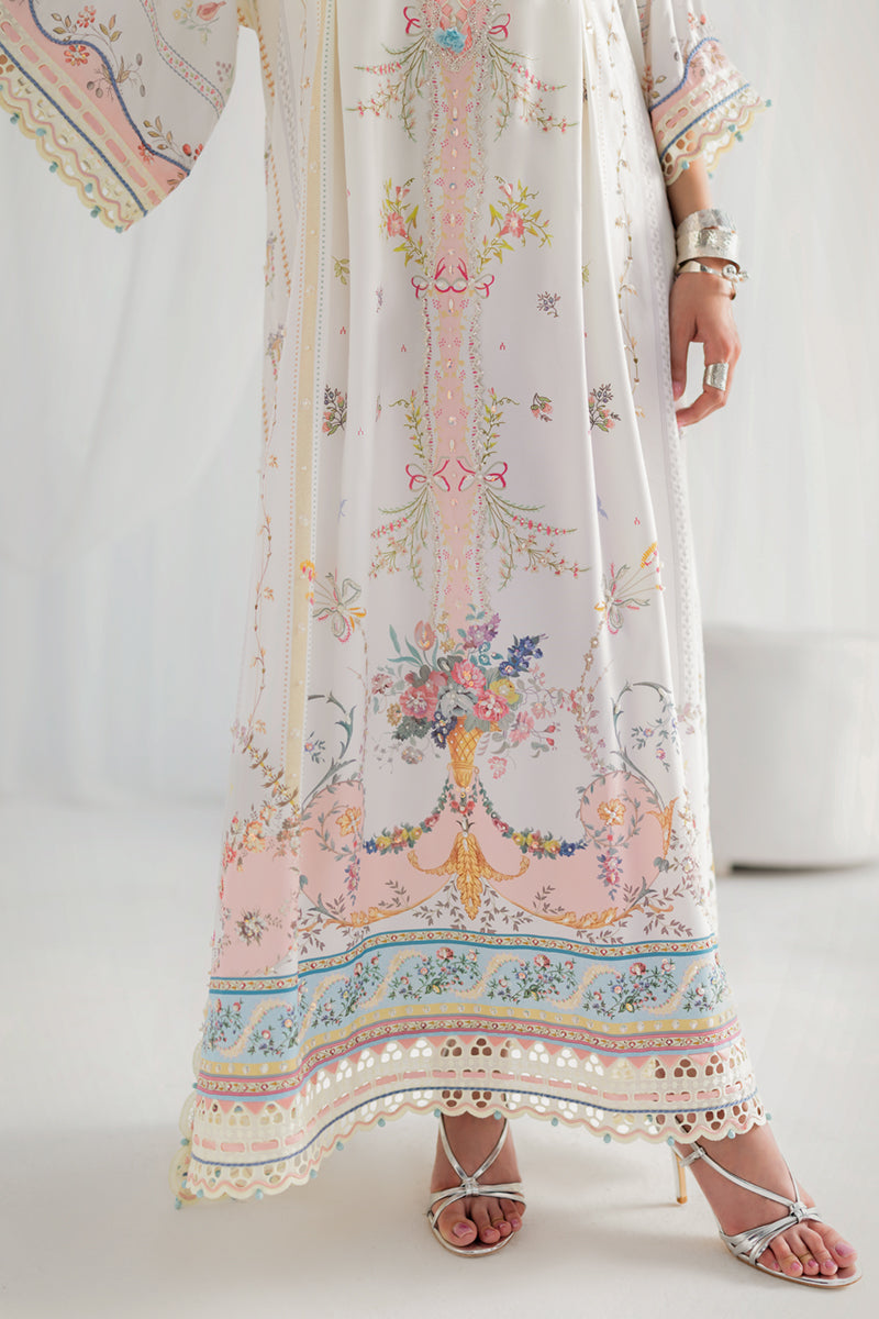 Qalamkar Luxe Silk Unstitched Embroidered Kaftaan LK-08 BIANCA