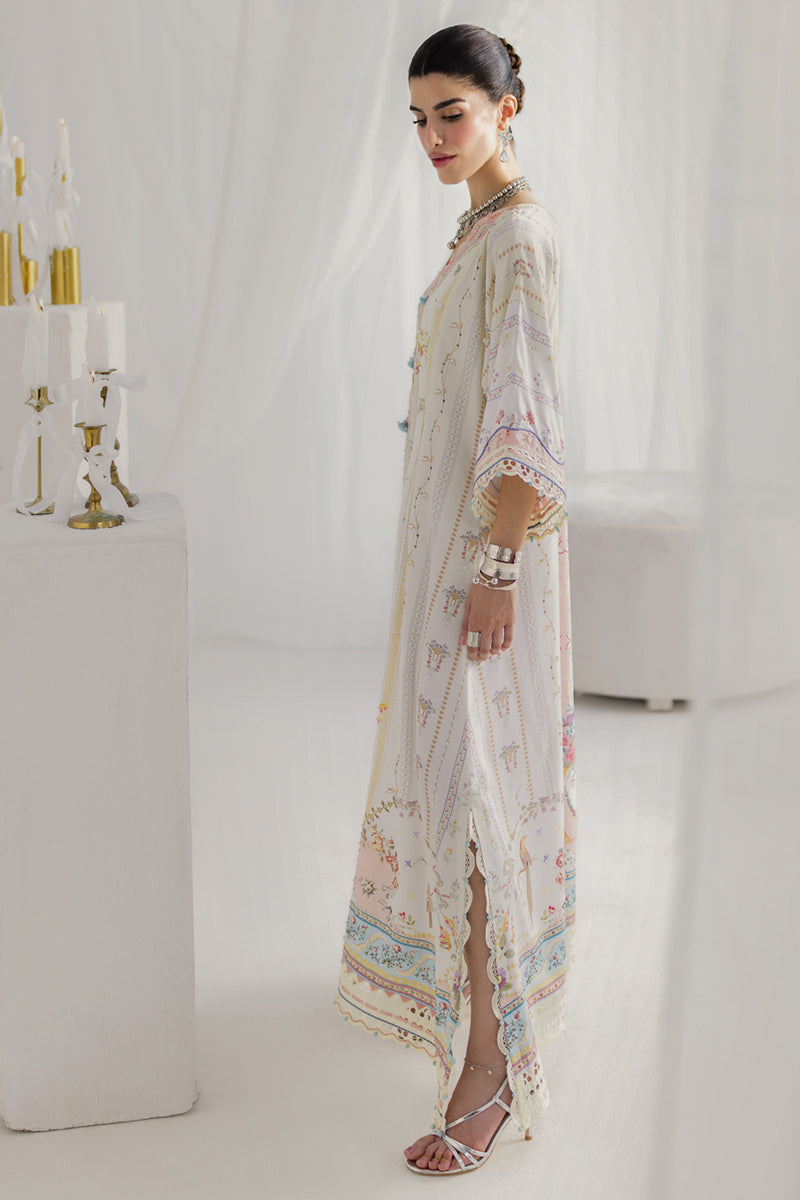 Qalamkar Luxe Silk Unstitched Embroidered Kaftaan LK-08 BIANCA