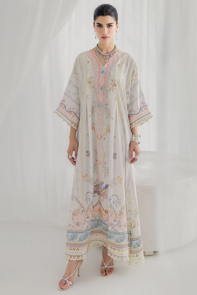 Qalamkar Luxe Silk Unstitched Embroidered Kaftaan LK-08 BIANCA