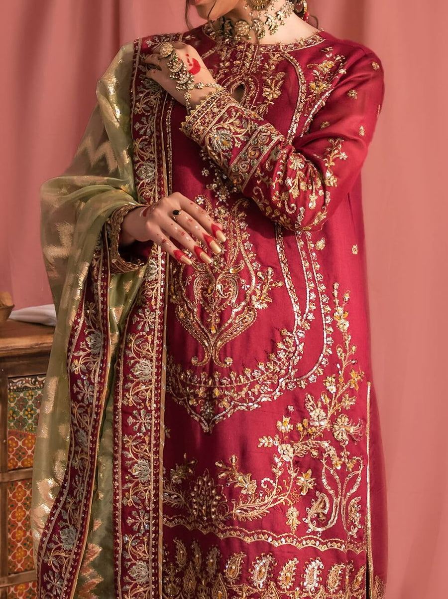 Aik Atelier Wedding Festive Embroidered Net 3Pc Suit Look-01
